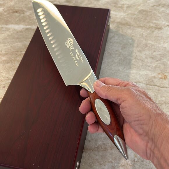 Rosewood Handle 13” Santoku Knife - Picture 5 of 9